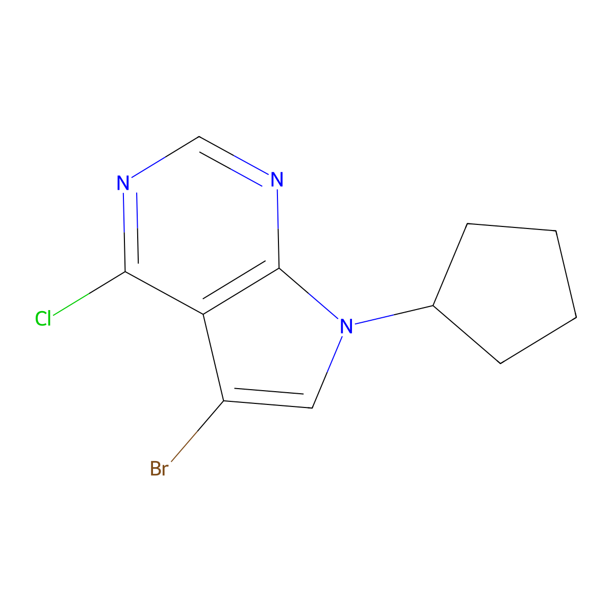 5-Bromo-4-chloro-7-cyclopentyl-7H-pyrrolo[2,3-d]pyrimidine molecular structure, CAS 717900-59-9