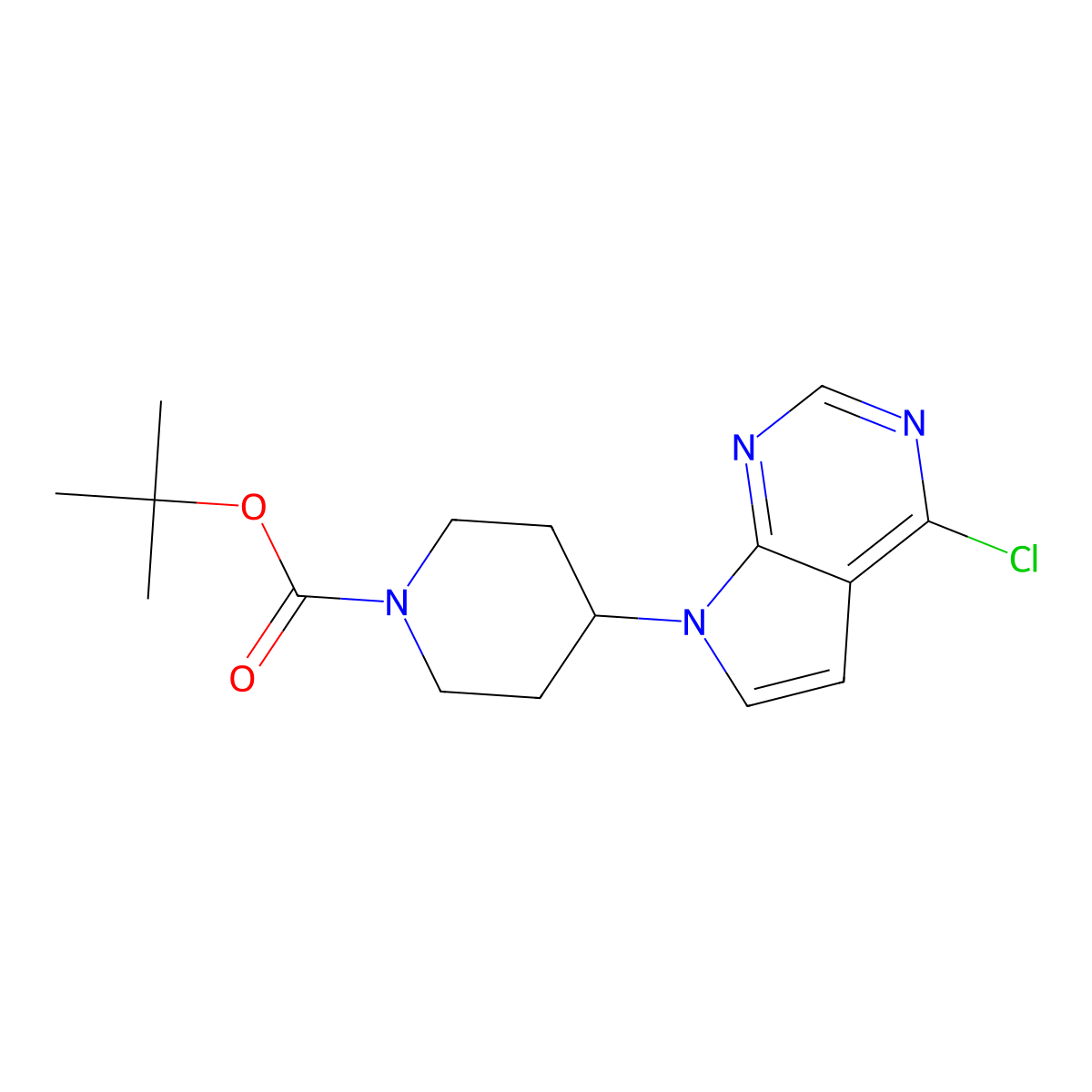tert-butyl 4-(4-chloro-7H-pyrrolo[2,3-d]pyrimidin-7-yl)piperidine-1-carboxylate molecular structure, CAS 717900-74-8