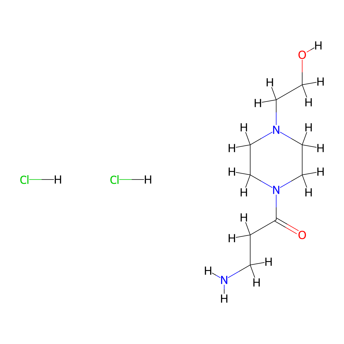 3-Amino-1-[4-(2-hydroxy-ethyl)-piperazin-1-yl]-propan-1-one dihydrochloride molecular structure, CAS 717904-40-0