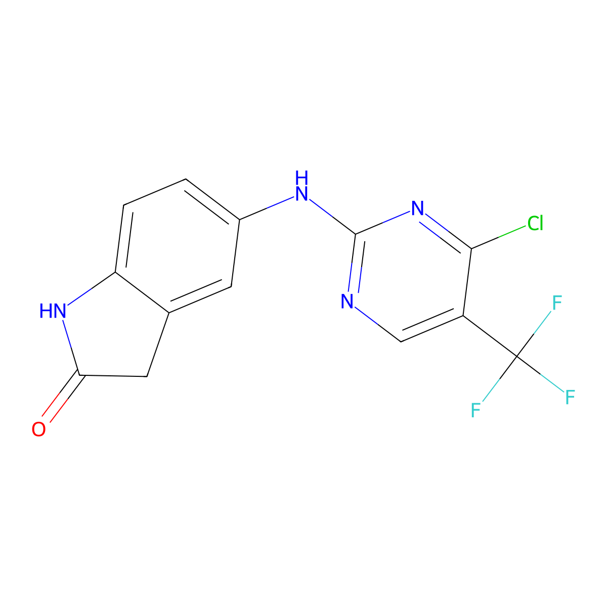 5-((4-Chloro-5-(trifluoromethyl)pyrimidin-2-yl)amino)indolin-2-one molecular structure, CAS 717907-76-1