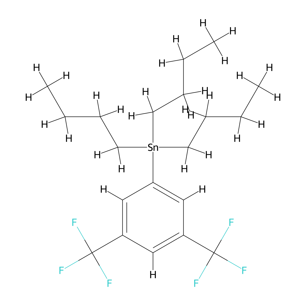 3,5-Bis-trifluoromethyl-phenyl-tributyl-stannane molecular structure, CAS 717918-62-2