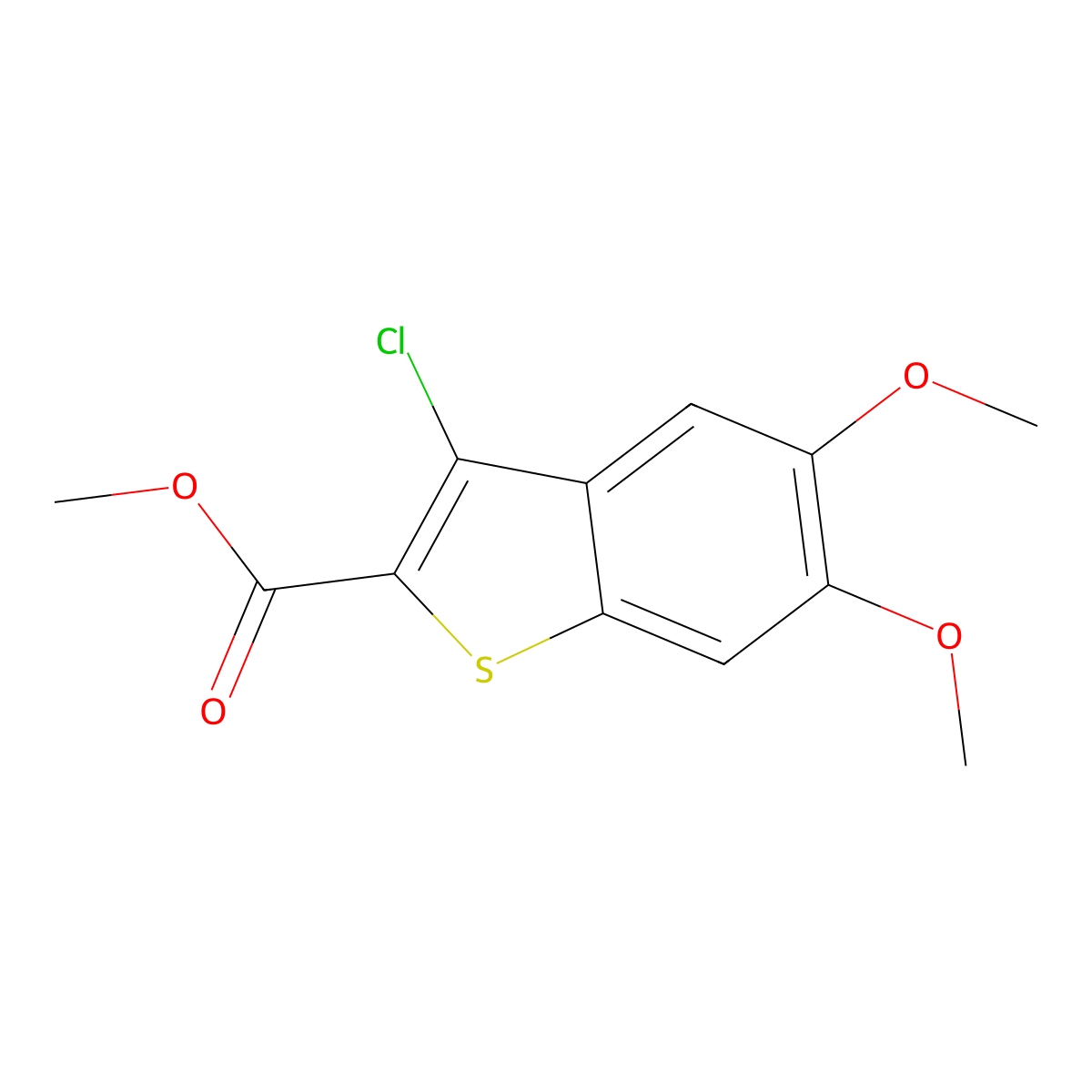 Methyl 3-chloro-5,6-dimethoxybenzo[b]thiophene-2-carboxylate molecular structure, CAS 71797-90-5