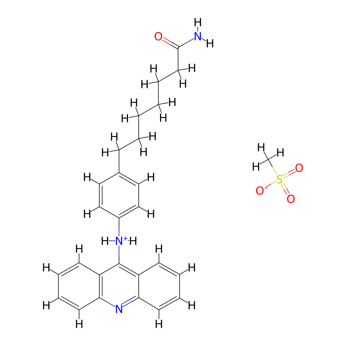 Heptanamide, 7-(p-(9-acridinylamino)phenyl)-, methanesulfonate molecular structure, CAS 71798-50-0