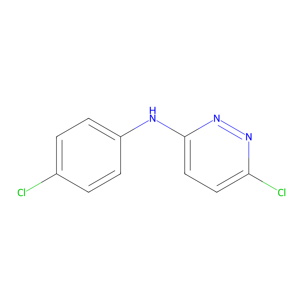 6-chloro-N-(4-chlorophenyl)pyridazin-3-amine molecular structure, CAS 718-02-5