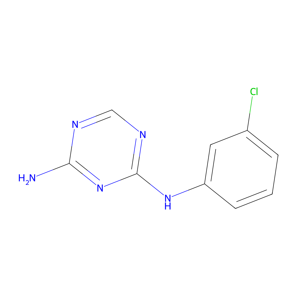 s-Triazine, 2-amino-4-(m-chloroanilino)- molecular structure, CAS 718-43-4