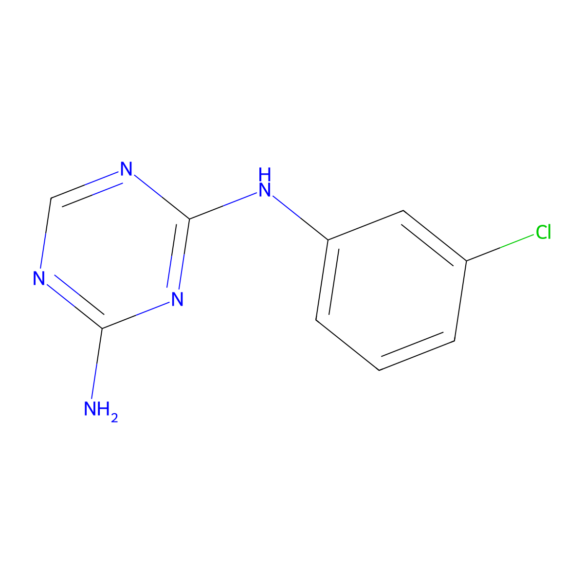 s-Triazine, 2-amino-4-(m-chloroanilino)- molecular structure, CAS 718-43-4