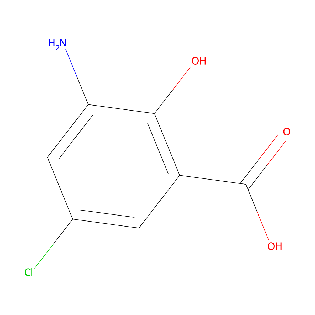 3-Amino-5-chloro-2-hydroxybenzoic acid molecular structure, CAS 7180-80-5