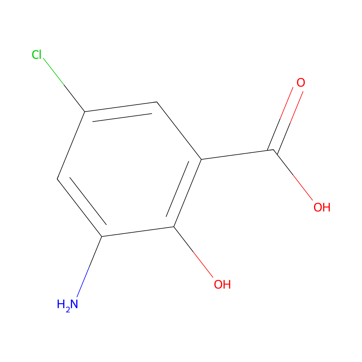 3-Amino-5-chloro-2-hydroxybenzoic acid molecular structure, CAS 7180-80-5