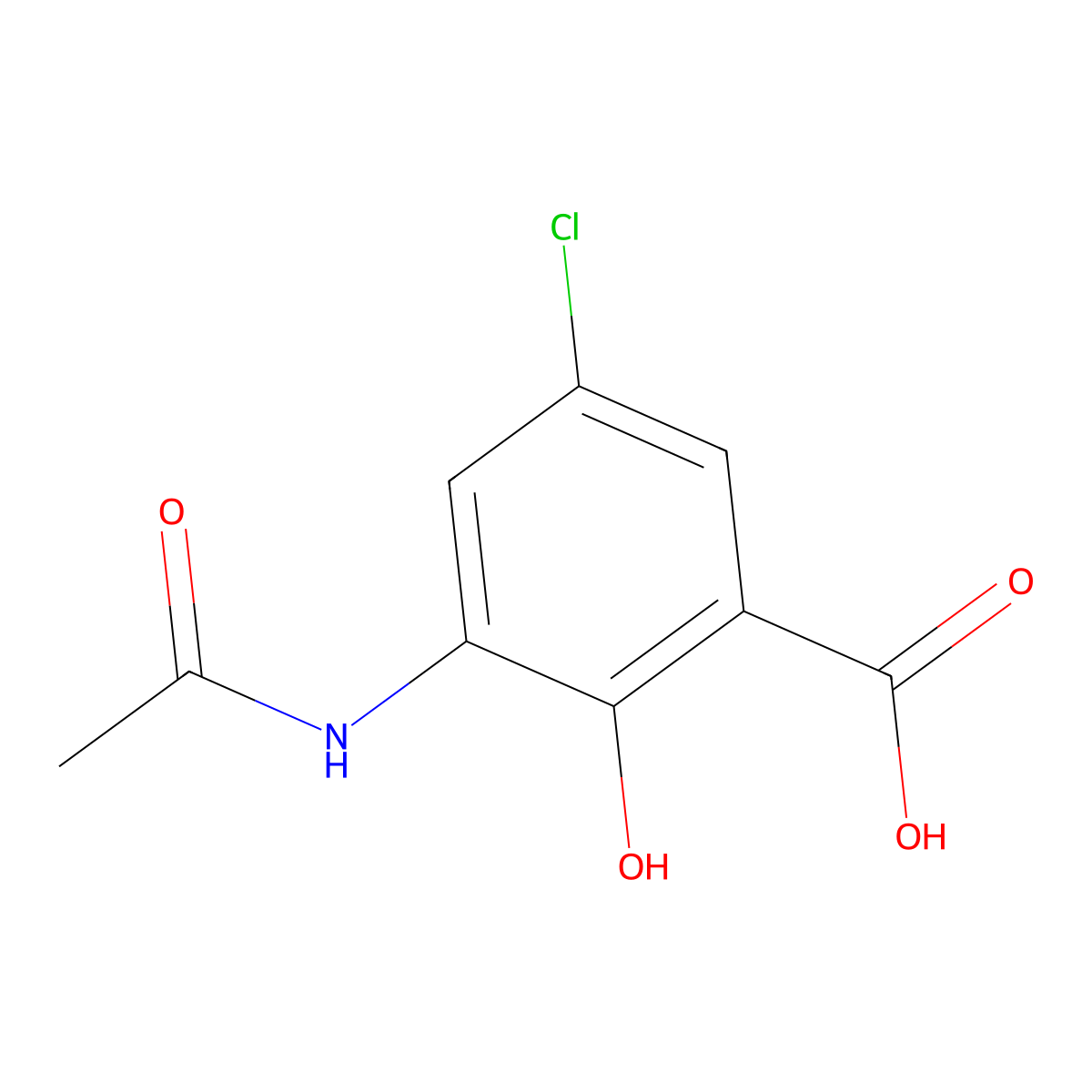 5-Chloro-3-acetamido-2-hydroxybenzoic acid molecular structure, CAS 7180-81-6