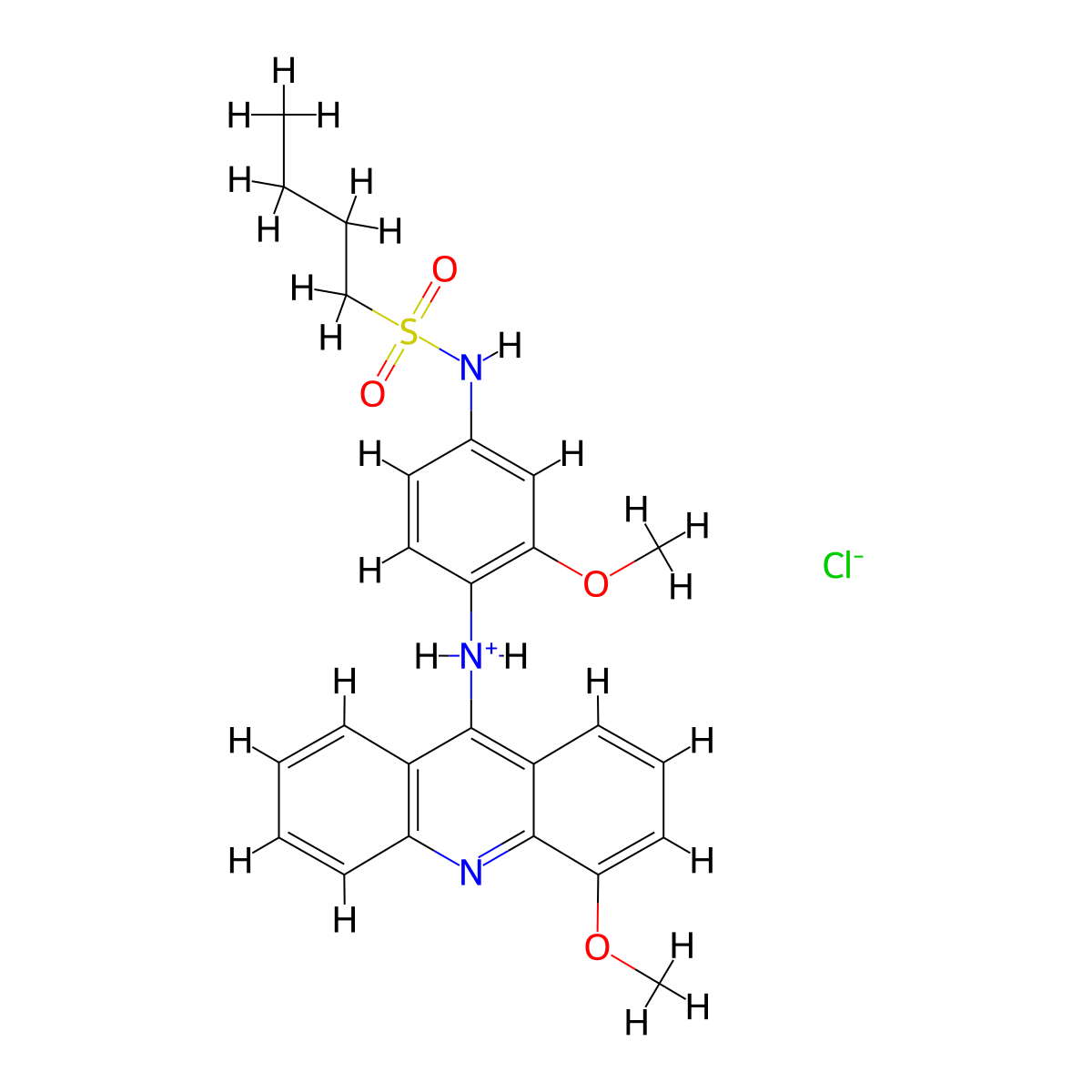 1-Butanesulfonanilide, 3'-methoxy-4'-(4-methoxy-9-acridinylamino)-, hydrochloride molecular structure, CAS 71802-86-3