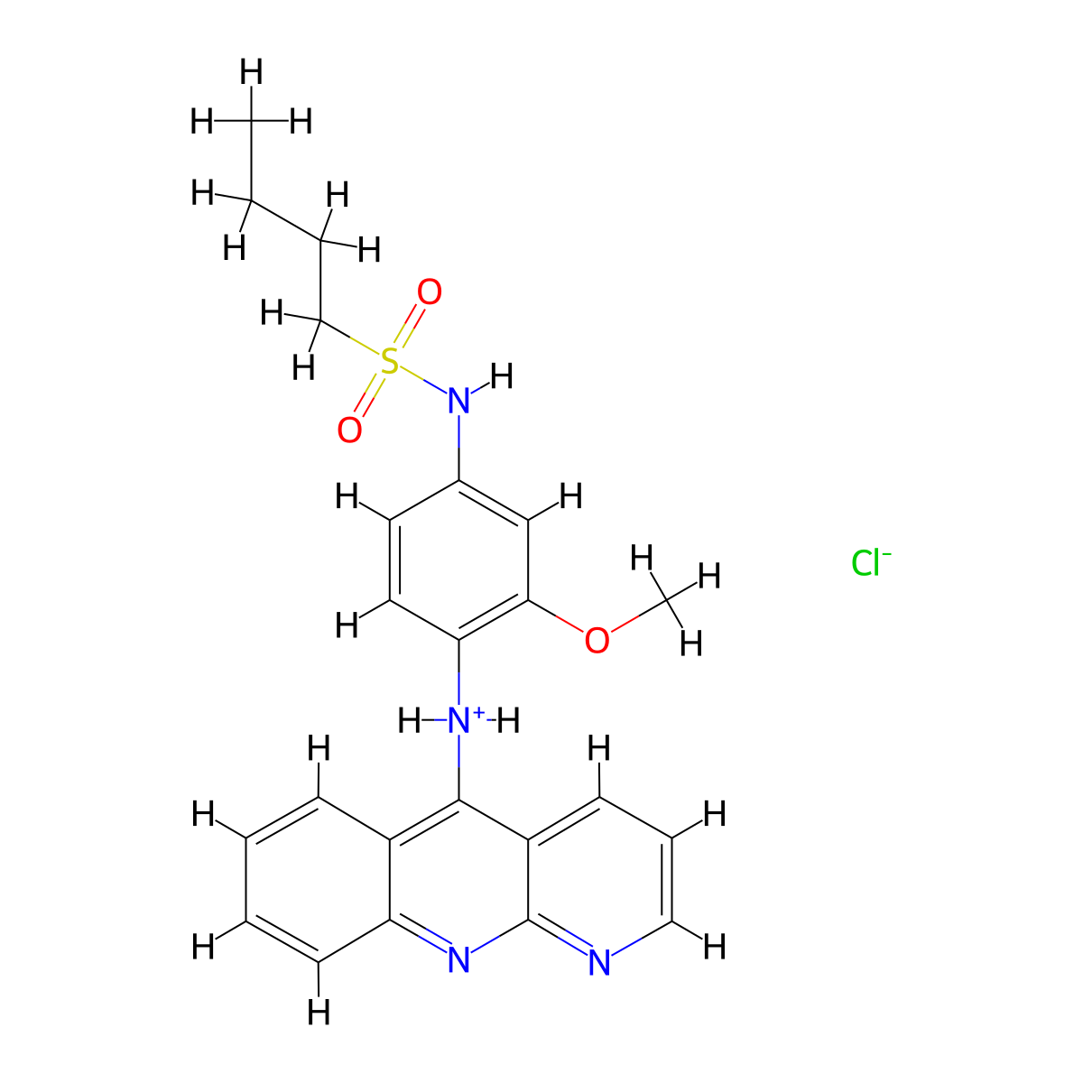 1-Butanesulfonanilide, 4'-(benzo(b)(1,8)naphthyridin-5-ylamino)-3'-methoxy-, hydrochloride, dihydrate molecular structure, CAS 71802-95-4