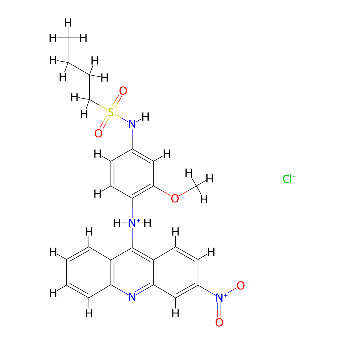 1-Butanesulfonanilide, 3'-methoxy-4'-(3-nitro-9-acridinylamino)-, hydrochloride molecular structure, CAS 71803-01-5