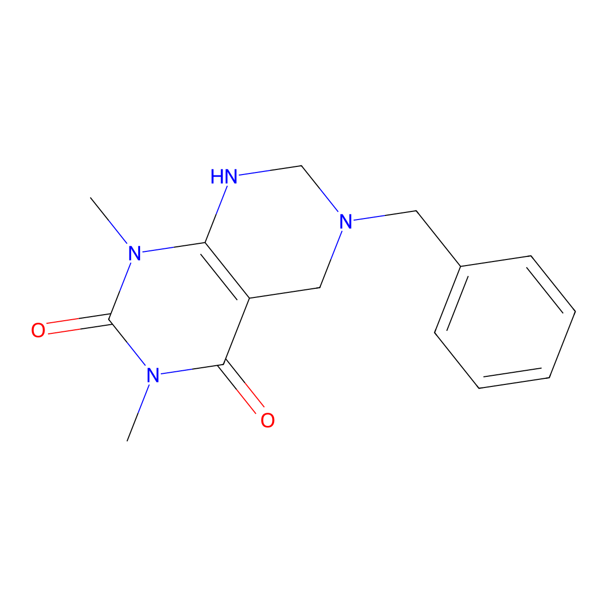 1,3-Dimethyl-2,4-dioxo-6-benzyl-1,2,3,4,5,6,7,8-octahydropyrimido(4,5-d)pyrimidine molecular structure, CAS 71803-56-0