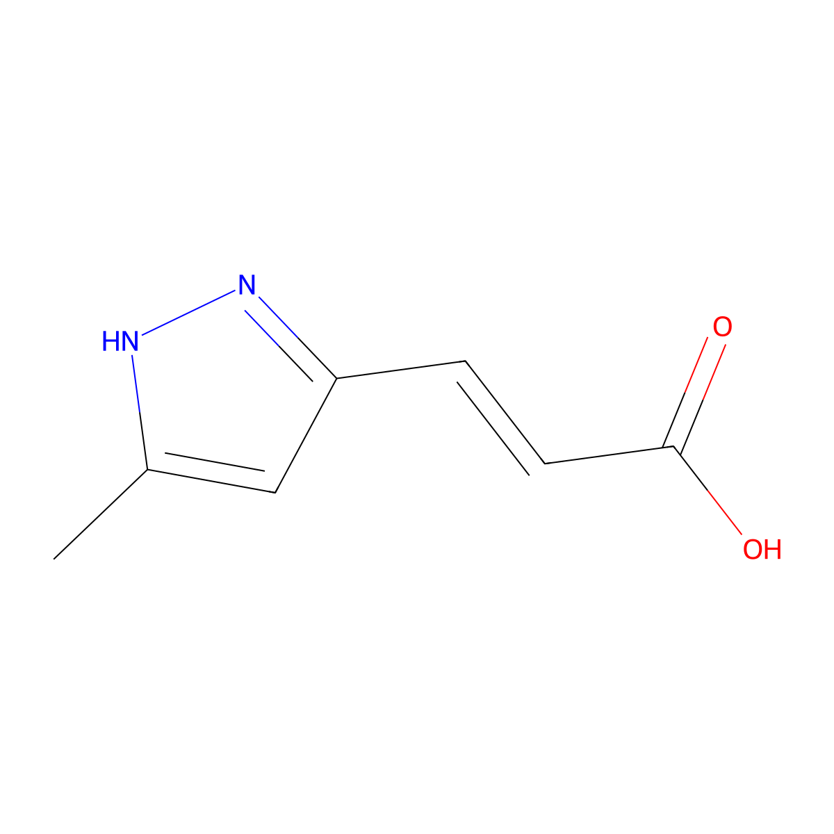 3-(5-methyl-1H-pyrazol-3-yl)prop-2-enoic acid molecular structure, CAS 71810-78-1