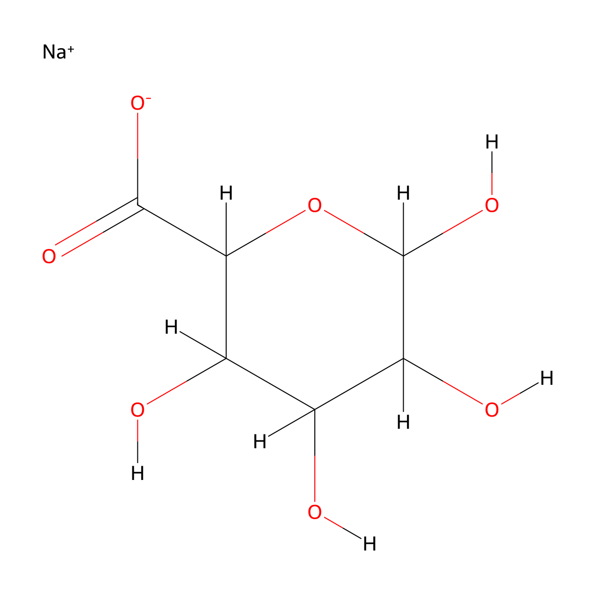 Sodium 3,4,5,6-tetrahydroxyoxane-2-carboxylate molecular structure, CAS 7182-77-6