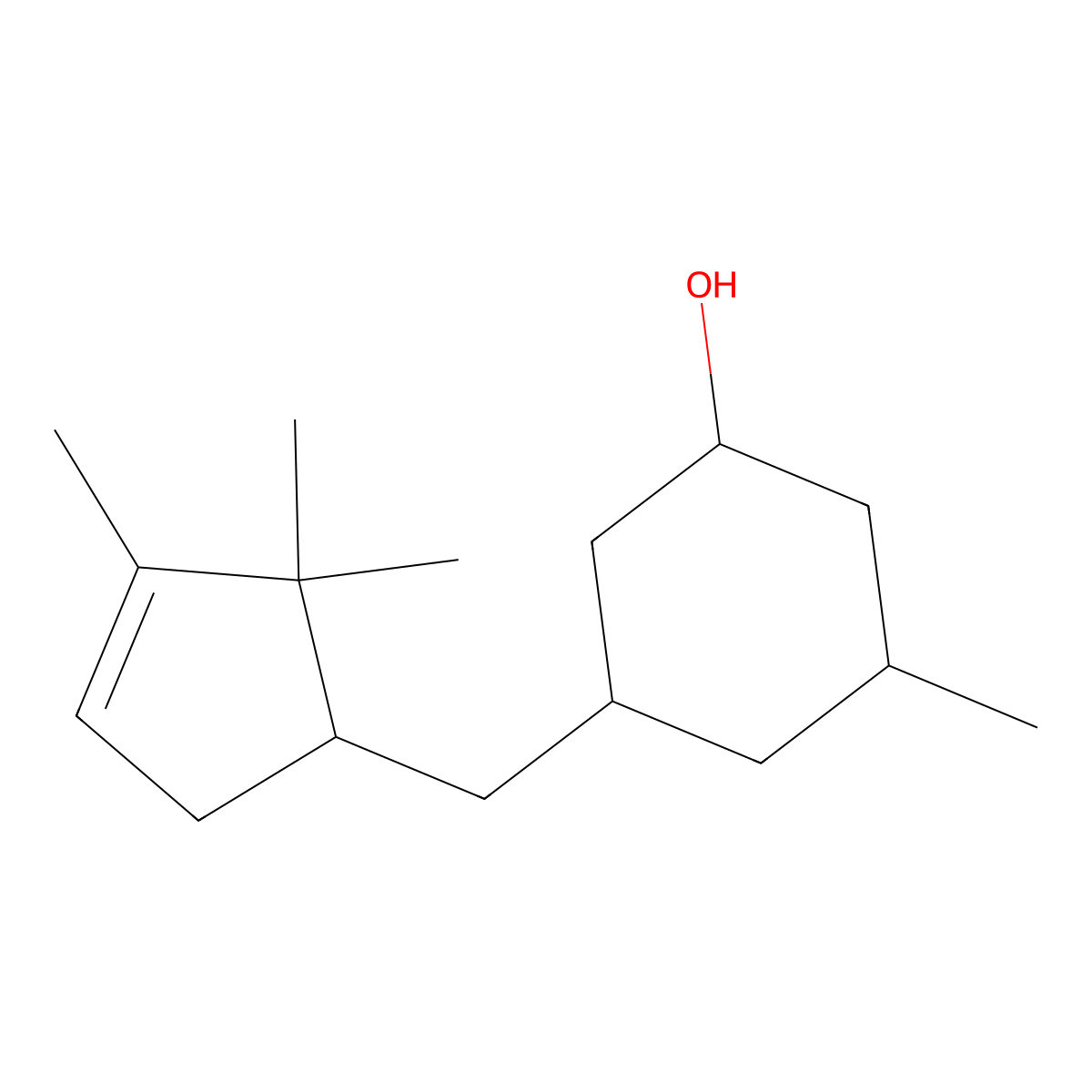 Cyclohexanol, 3-methyl-5-((2,2,3-trimethyl-3-cyclopenten-1-yl)methyl)- molecular structure, CAS 71820-51-4