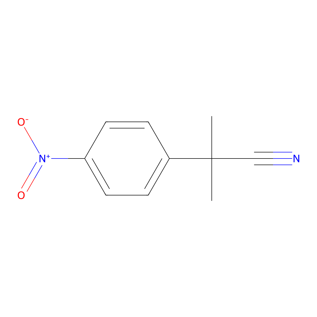 2-Methyl-2-(4-nitrophenyl)propanenitrile molecular structure, CAS 71825-51-9