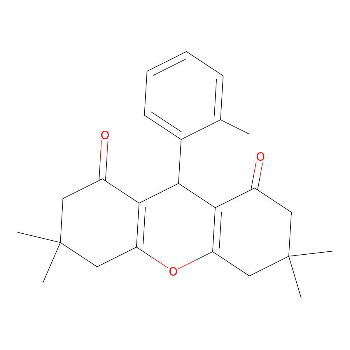 3,3,6,6-tetramethyl-9-(2-methylphenyl)-4,5,7,9-tetrahydro-2H-xanthene-1,8-dione molecular structure, CAS 71827-93-5