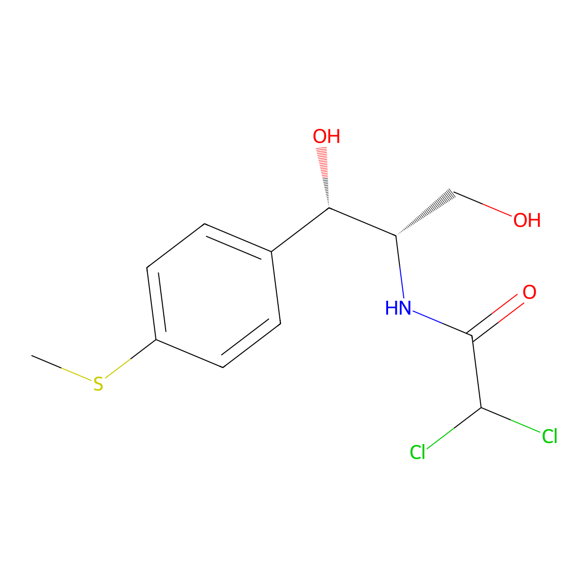 Acetamide, 2,2-dichloro-N-((1S,2S)-2-hydroxy-1-(hydroxymethyl)-2-(4-(methylthio)phenyl)ethyl)- molecular structure, CAS 71830-03-0
