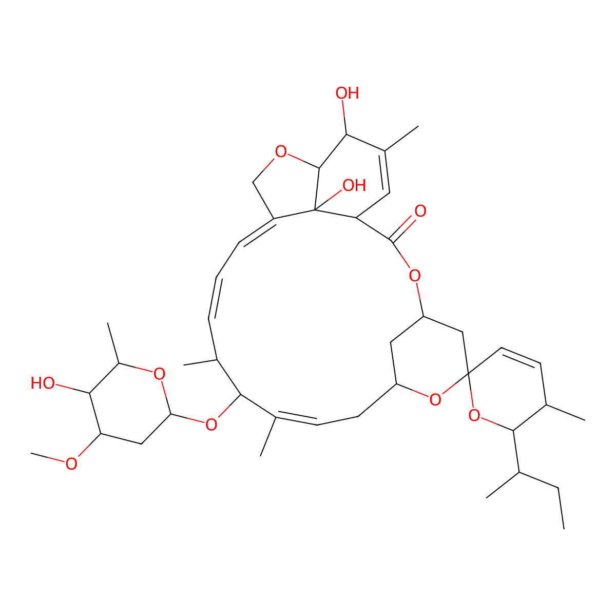 2-Butan-2-yl-21',24'-dihydroxy-12'-(5-hydroxy-4-methoxy-6-methyloxan-2-yl)oxy-3,11',13',22'-tetramethylspiro[2,3-dihydropyran-6,6'-3,7,19-trioxatetracyclo[15.6.1.14,8.020,24]pentacosa-10,14,16,22-tetraene]-2'-one molecular structure, CAS 71831-09-9