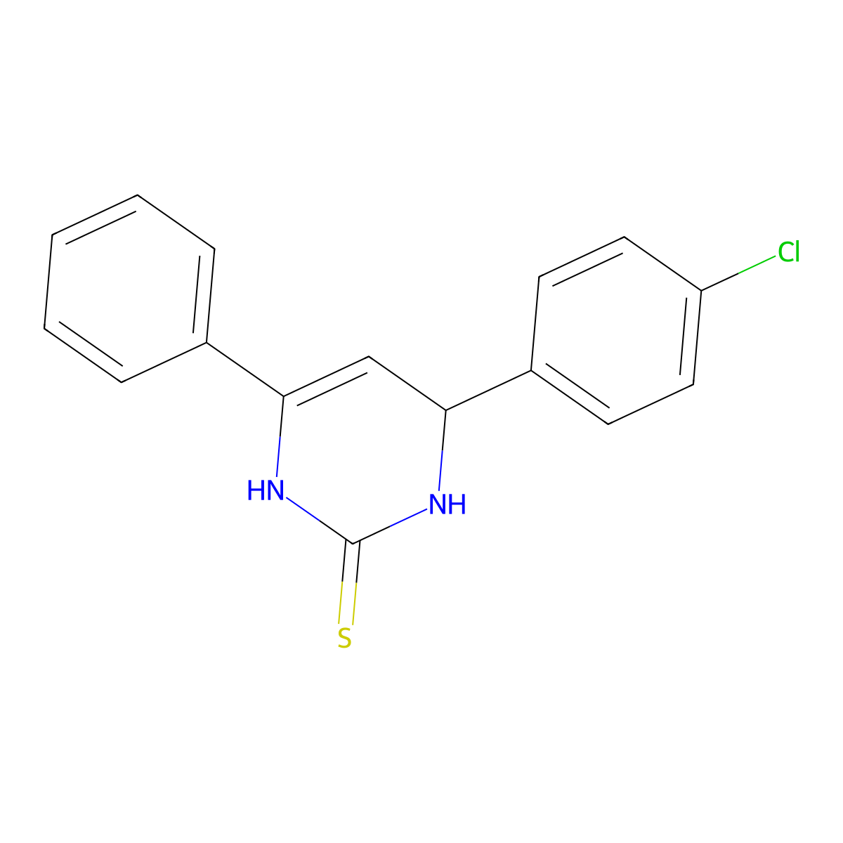 4-(4-chlorophenyl)-6-phenyl-3,4-dihydropyrimidine-2(1H)-thione molecular structure, CAS 71834-45-2