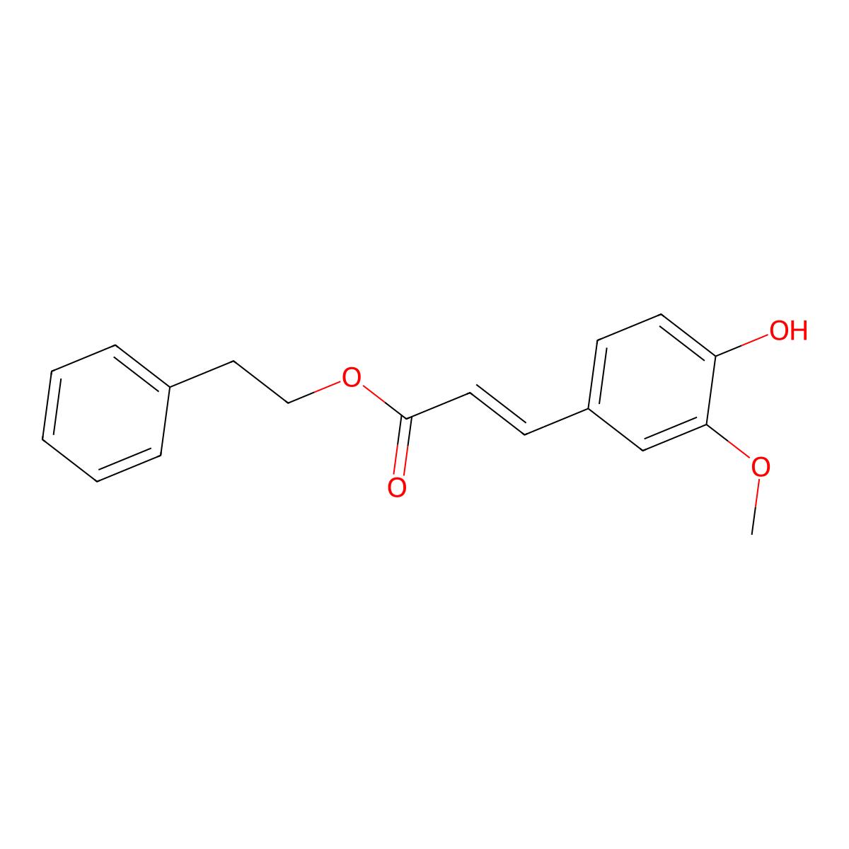 Phenylethyl 3-methylcaffeate molecular structure, CAS 71835-85-3