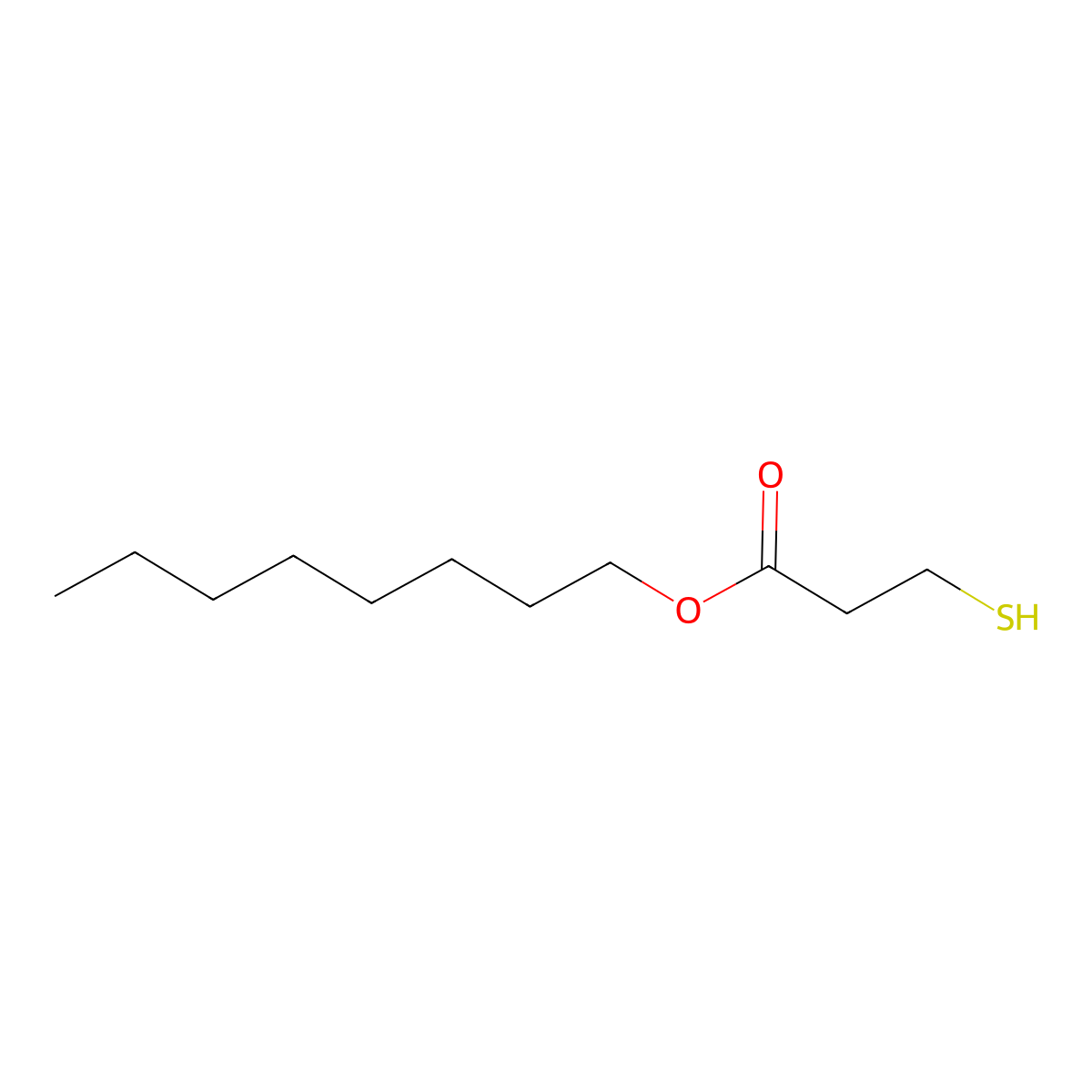 Octyl 3-mercaptopropionate molecular structure, CAS 71849-93-9