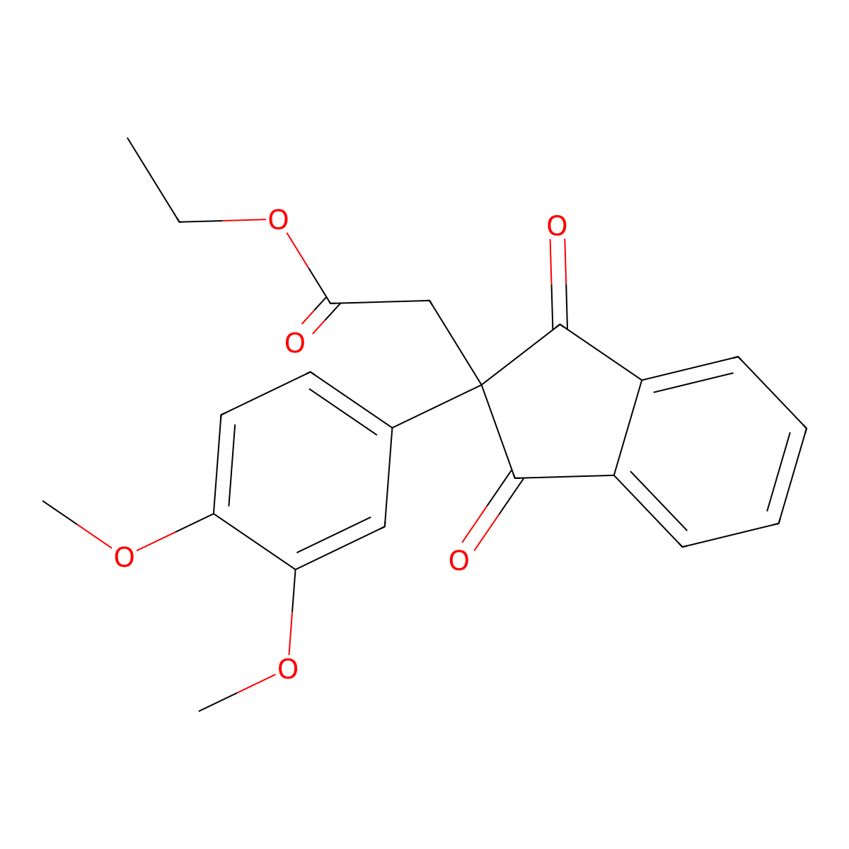 Ethyl [2-(3,4-dimethoxyphenyl)-1,3-dioxo-2,3-dihydro-1H-inden-2-yl]acetate molecular structure, CAS 7185-23-1