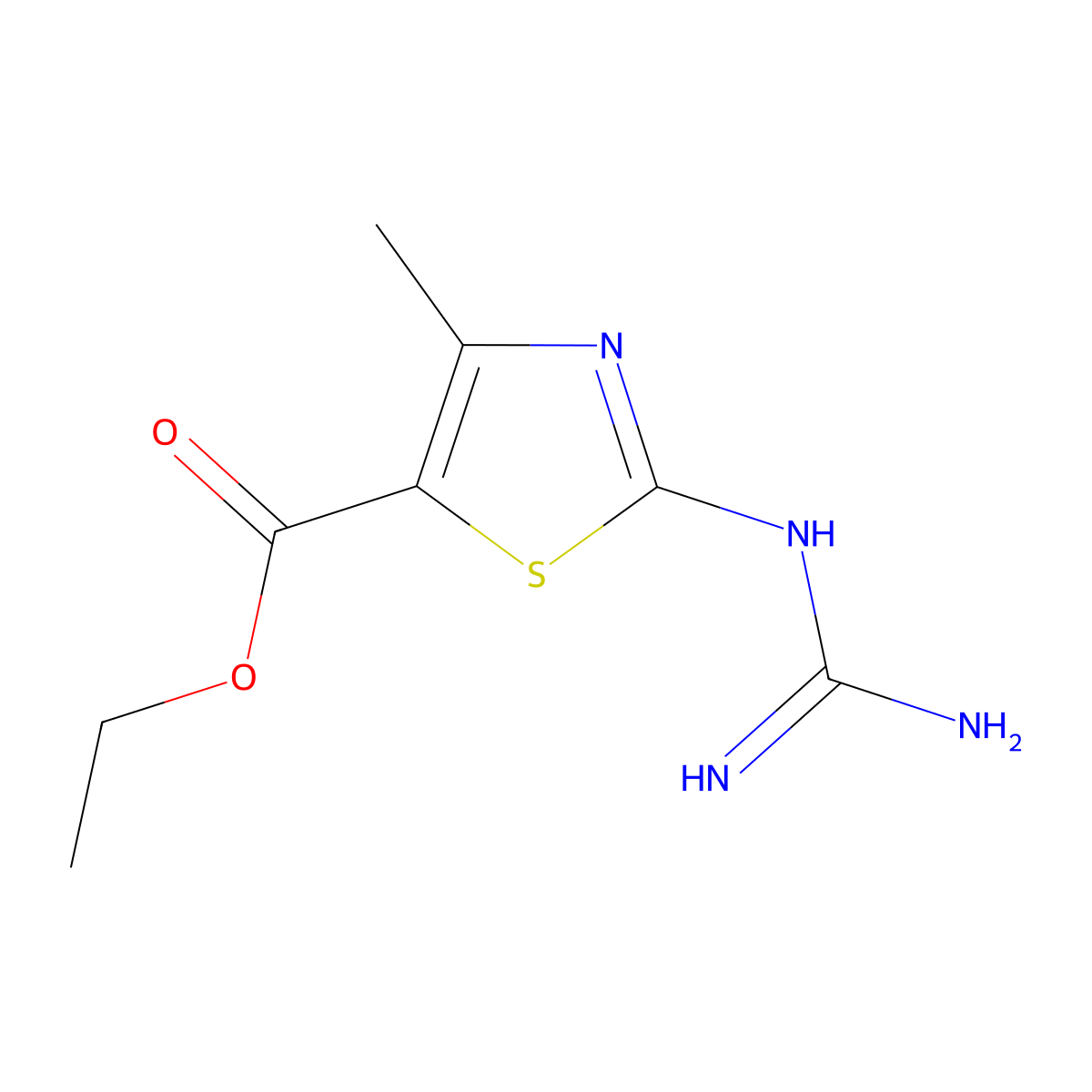 Ethyl 2-guanidino-4-methylthiazole-5-carboxylate molecular structure, CAS 7185-65-1