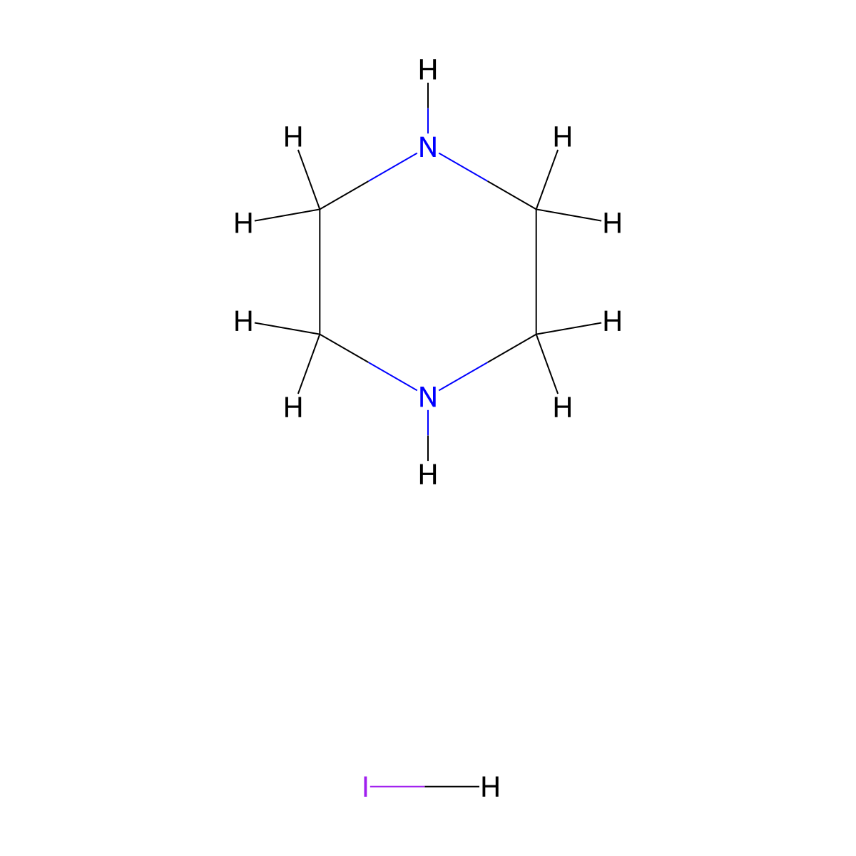 Piperazine, hydriodide (1:?) molecular structure, CAS 71850-05-0