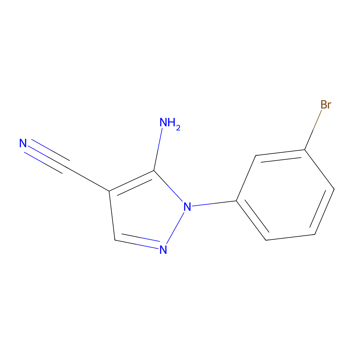5-Amino-1-(3-bromophenyl)-1H-pyrazole-4-carbonitrile molecular structure, CAS 71856-56-9