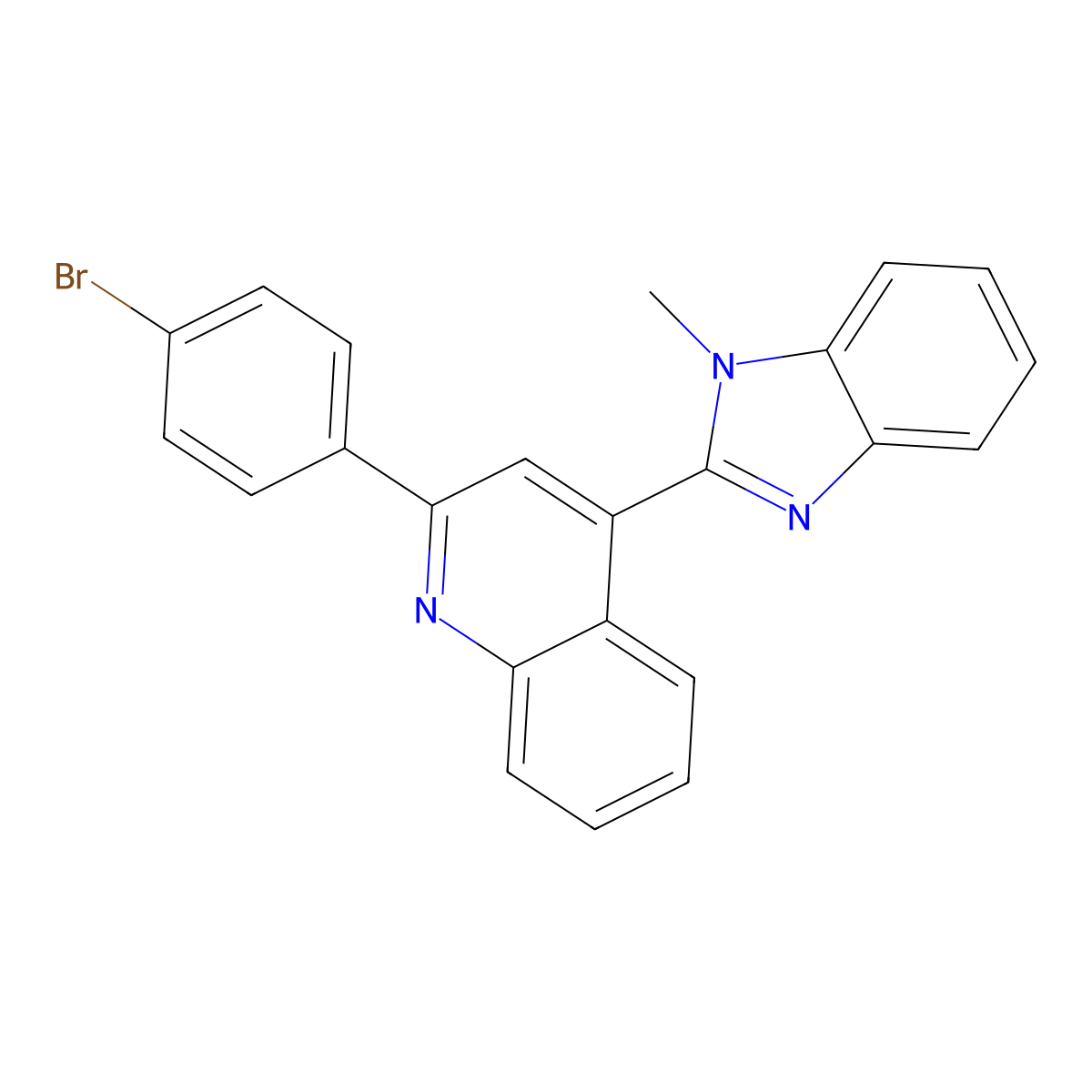 2-(4-bromophenyl)-4-(1-methyl-1H-benzo[d]imidazol-2-yl)quinoline molecular structure, CAS 71858-23-6