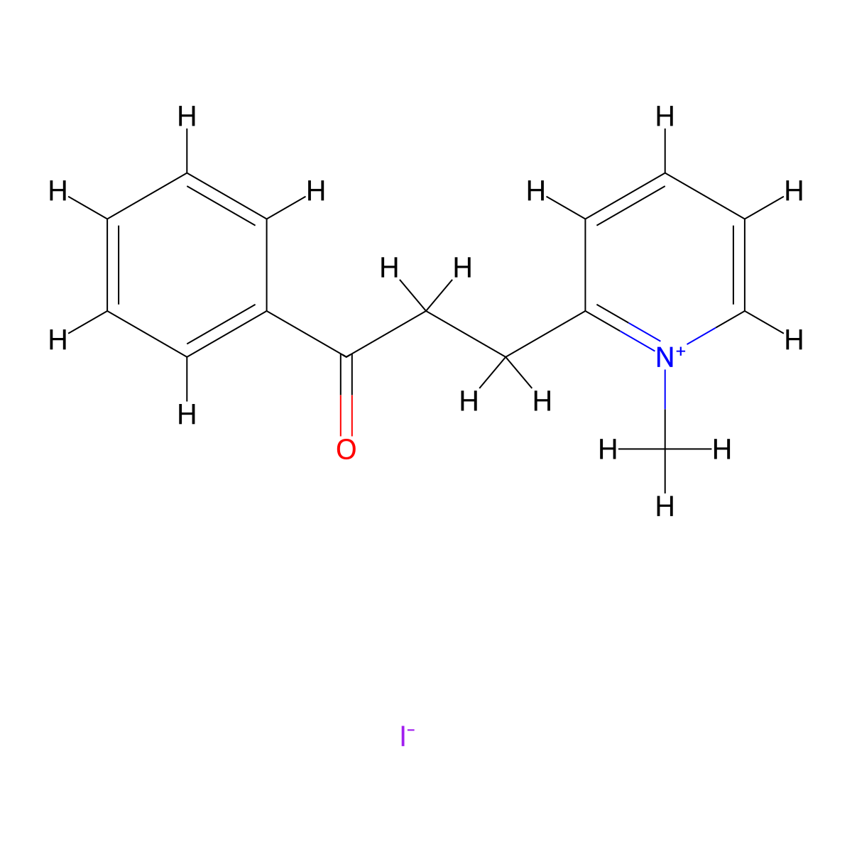 Pyridinium, 1-methyl-2-(3-oxo-3-phenylpropyl)-, iodide molecular structure, CAS 71858-76-9