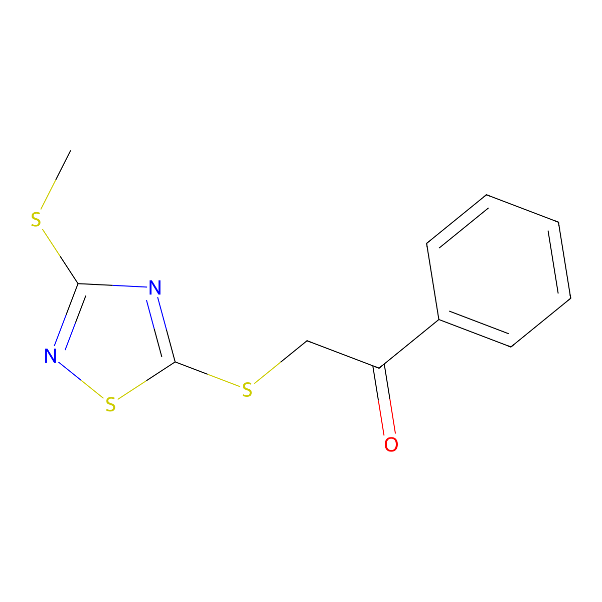 2-{[3-(Methylsulfanyl)-1,2,4-thiadiazol-5-yl]sulfanyl}-1-phenylethanone molecular structure, CAS 718600-04-5