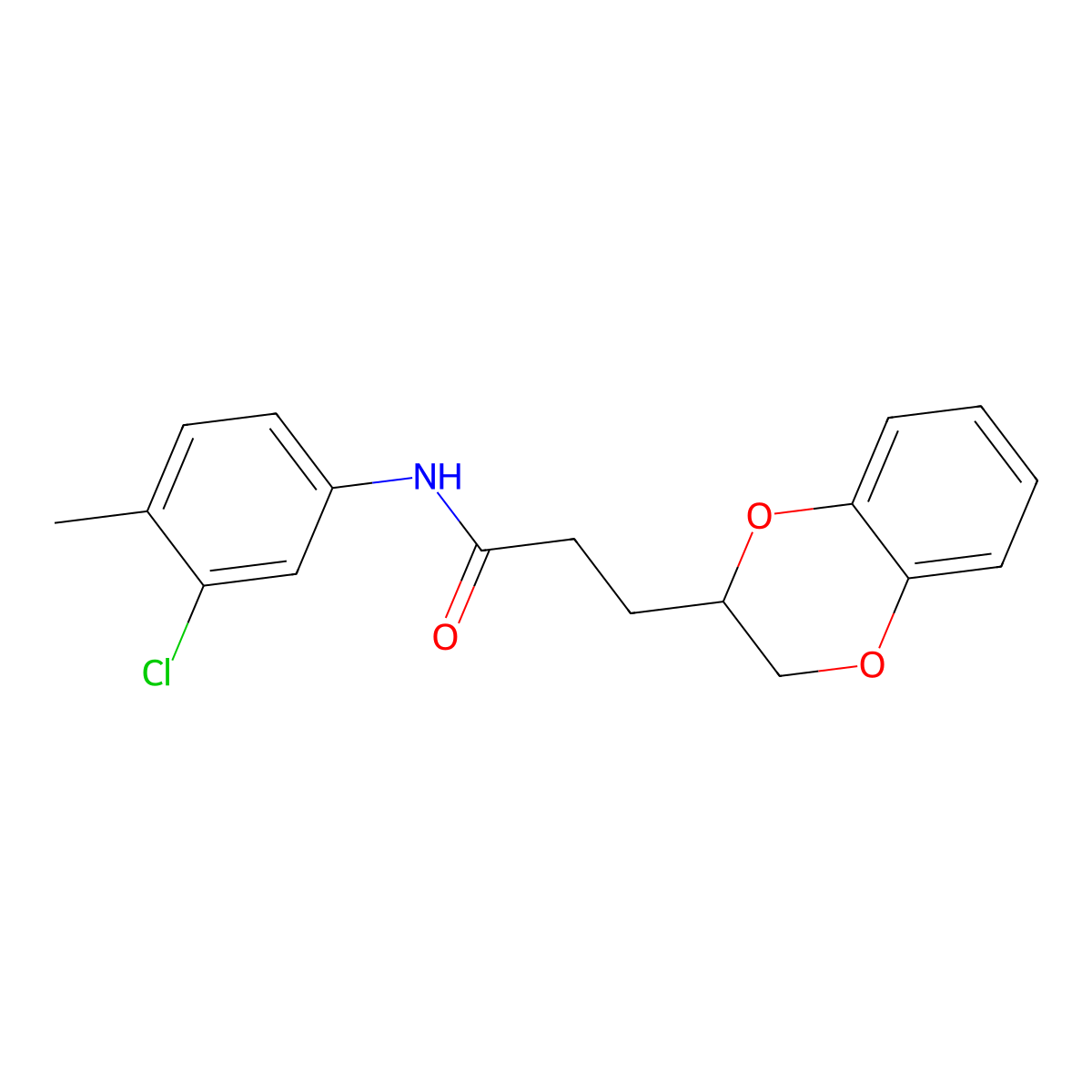 N-(3-chloro-4-methylphenyl)-3-(2,3-dihydro-1,4-benzodioxin-3-yl)propanamide molecular structure, CAS 718600-08-9
