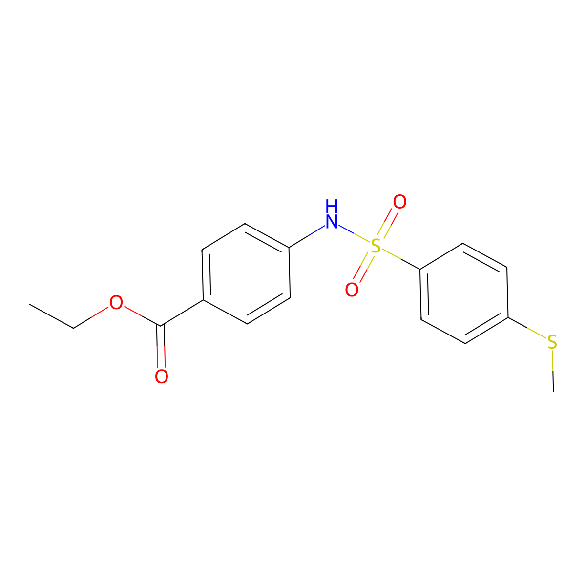 Ethyl 4-({[4-(methylthio)phenyl]sulfonyl}amino)benzoate molecular structure, CAS 718600-29-4