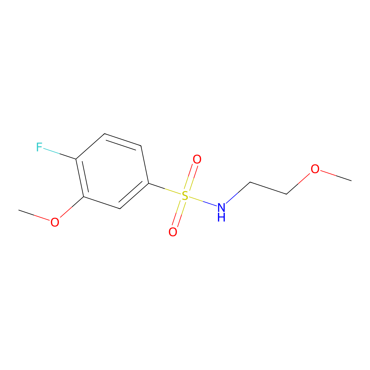 4-fluoro-3-methoxy-N-(2-methoxyethyl)benzenesulfonamide molecular structure, CAS 718600-46-5