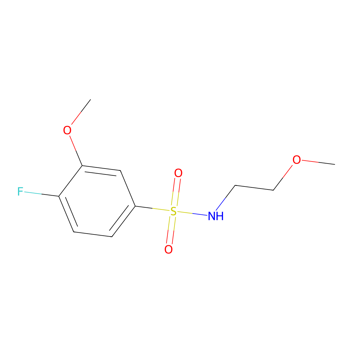 4-fluoro-3-methoxy-N-(2-methoxyethyl)benzenesulfonamide molecular structure, CAS 718600-46-5