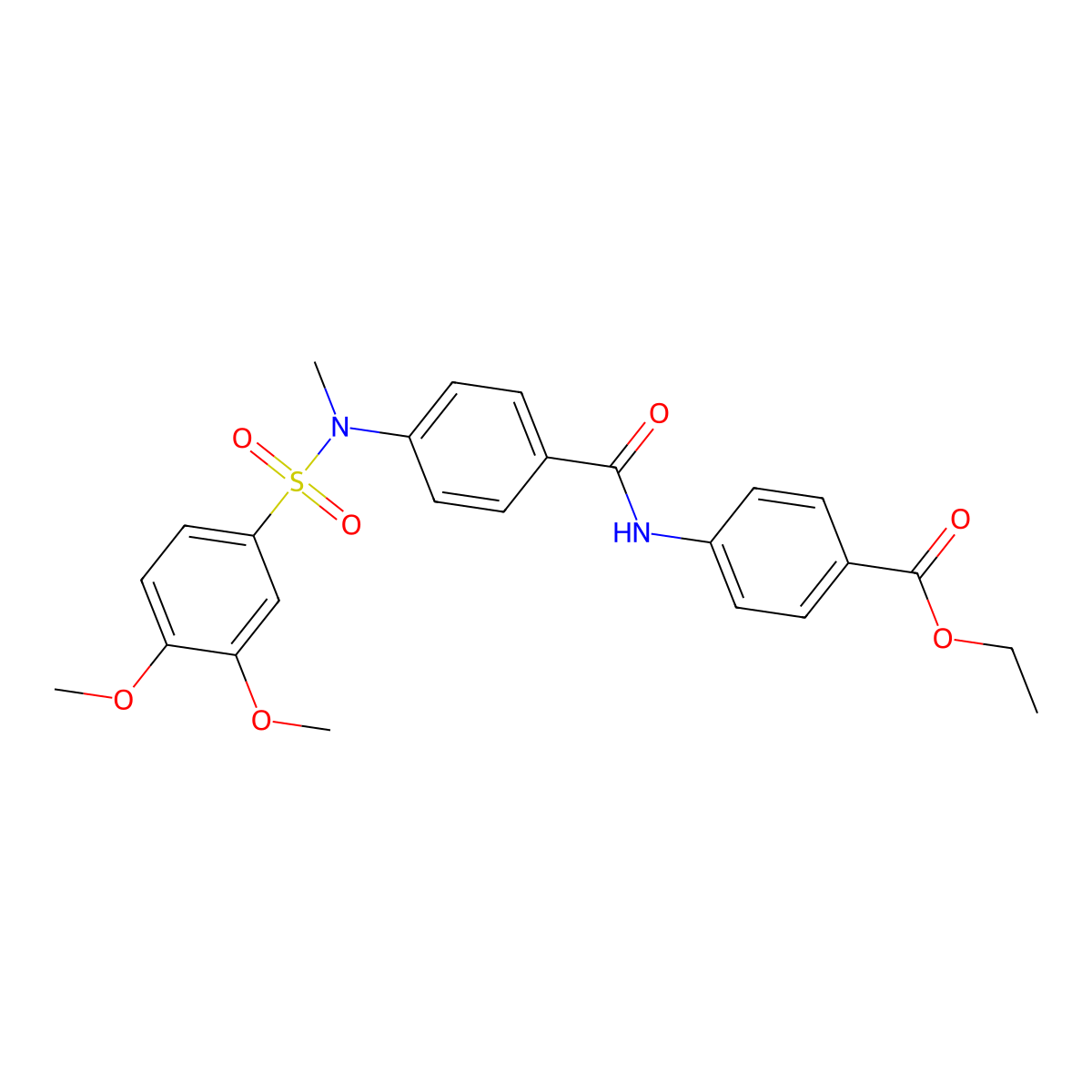Ethyl 4-[[4-[(3,4-dimethoxyphenyl)sulfonyl-methylamino]benzoyl]amino]benzoate molecular structure, CAS 718600-47-6