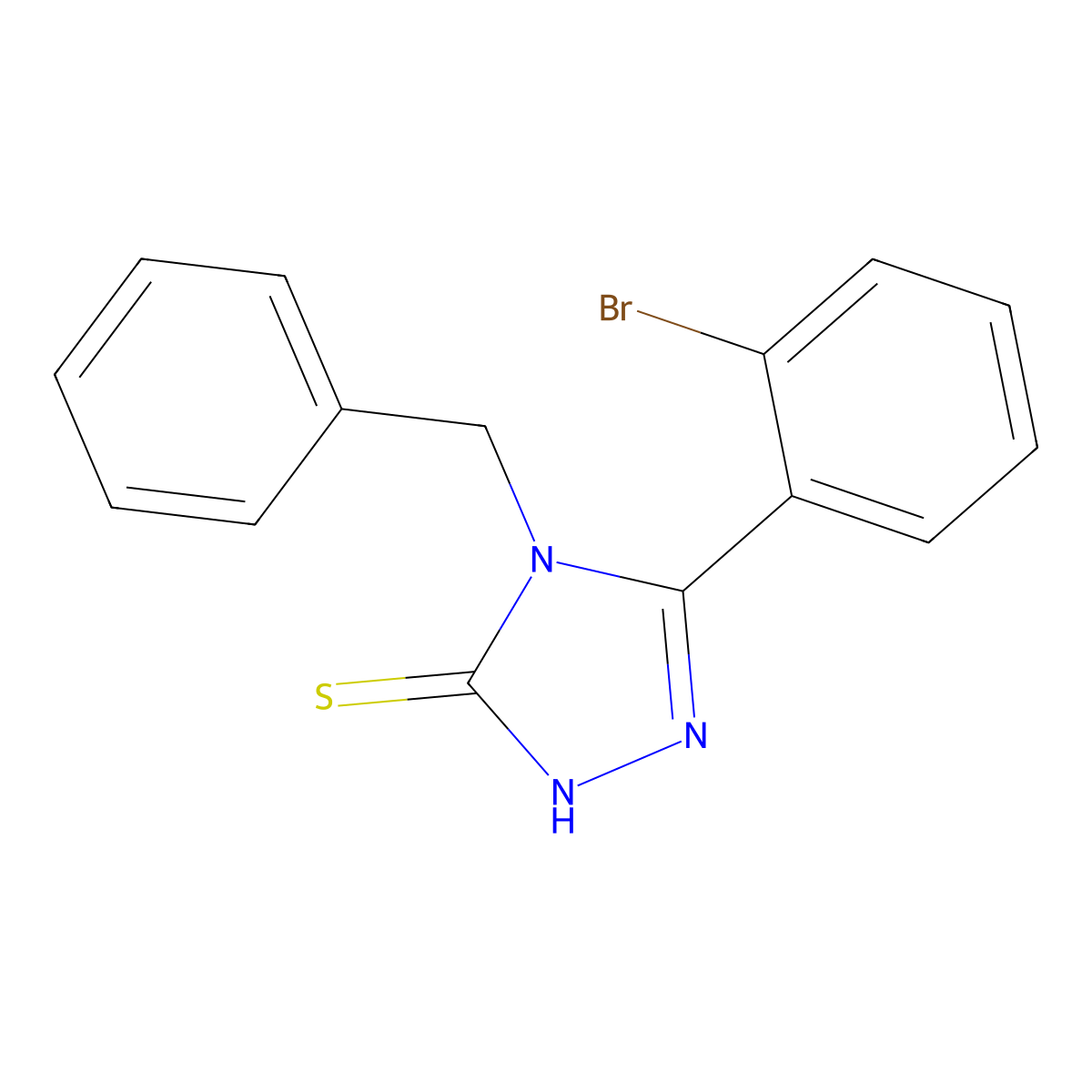 4-benzyl-5-(2-bromophenyl)-4H-1,2,4-triazole-3-thiol molecular structure, CAS 718600-58-9