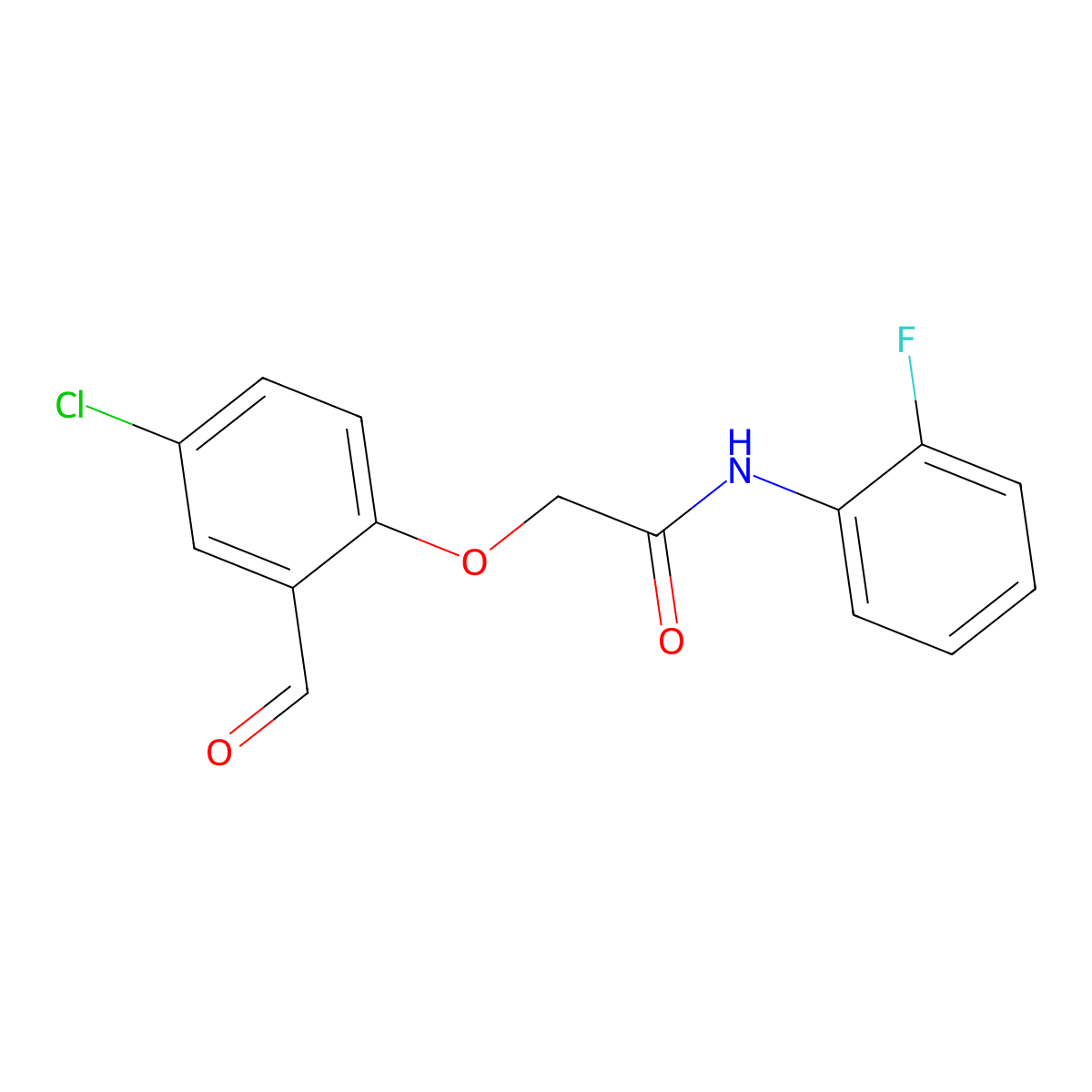 2-(4-chloro-2-formylphenoxy)-N-(2-fluorophenyl)acetamide molecular structure, CAS 718600-63-6