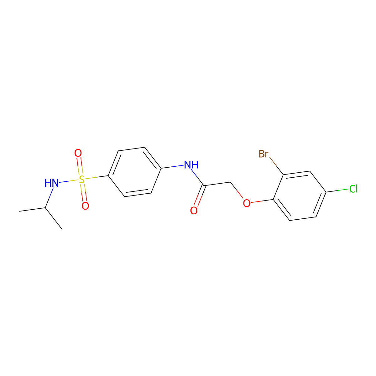 2-(2-bromo-4-chlorophenoxy)-N-{4-[(isopropylamino)sulfonyl]phenyl}acetamide molecular structure, CAS 718600-70-5