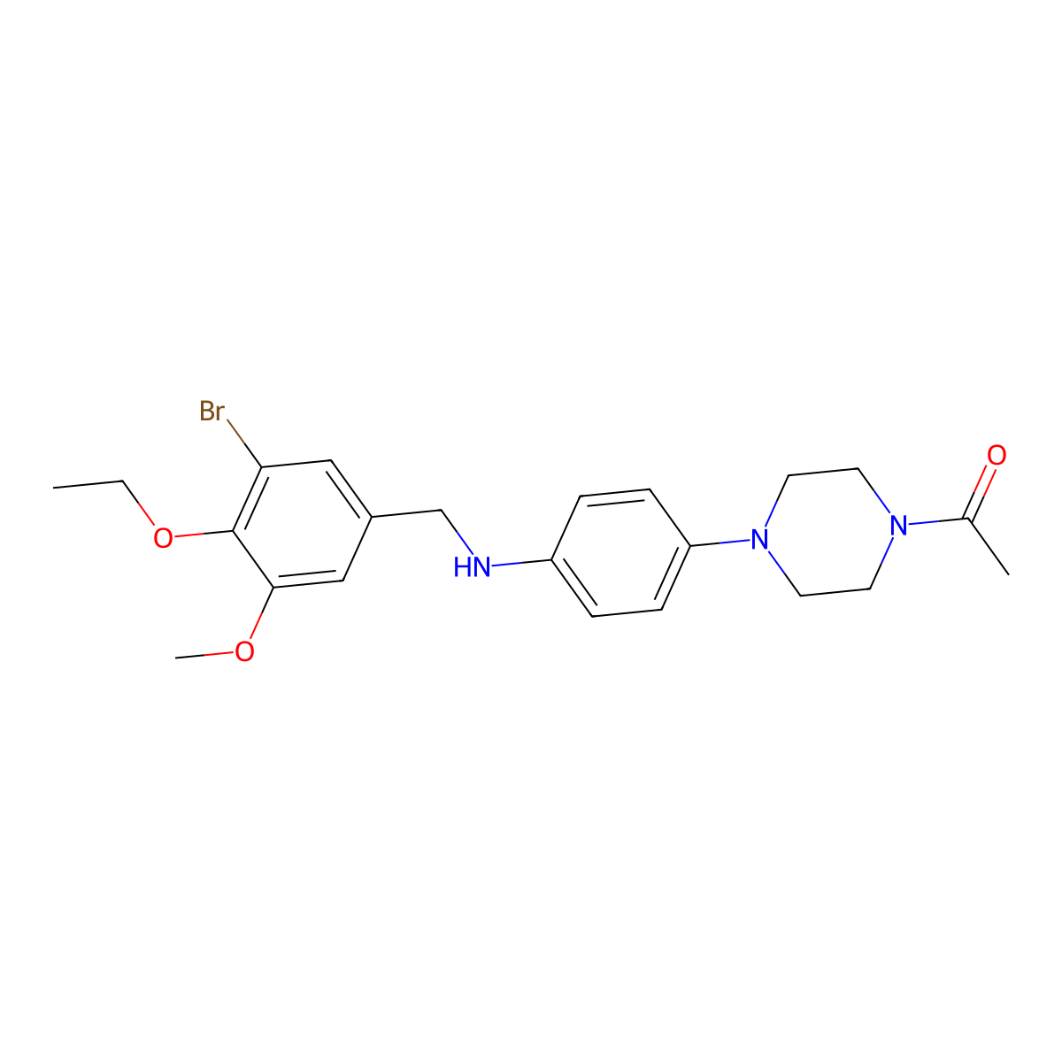4-(4-acetyl-1-piperazinyl)-N-(3-bromo-4-ethoxy-5-methoxybenzyl)aniline molecular structure, CAS 718600-73-8