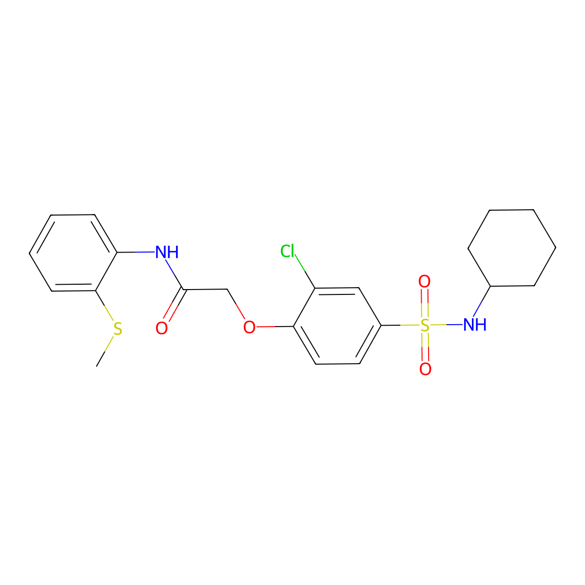 2-[2-chloro-4-(cyclohexylsulfamoyl)phenoxy]-N-(2-methylsulfanylphenyl)acetamide molecular structure, CAS 718600-84-1