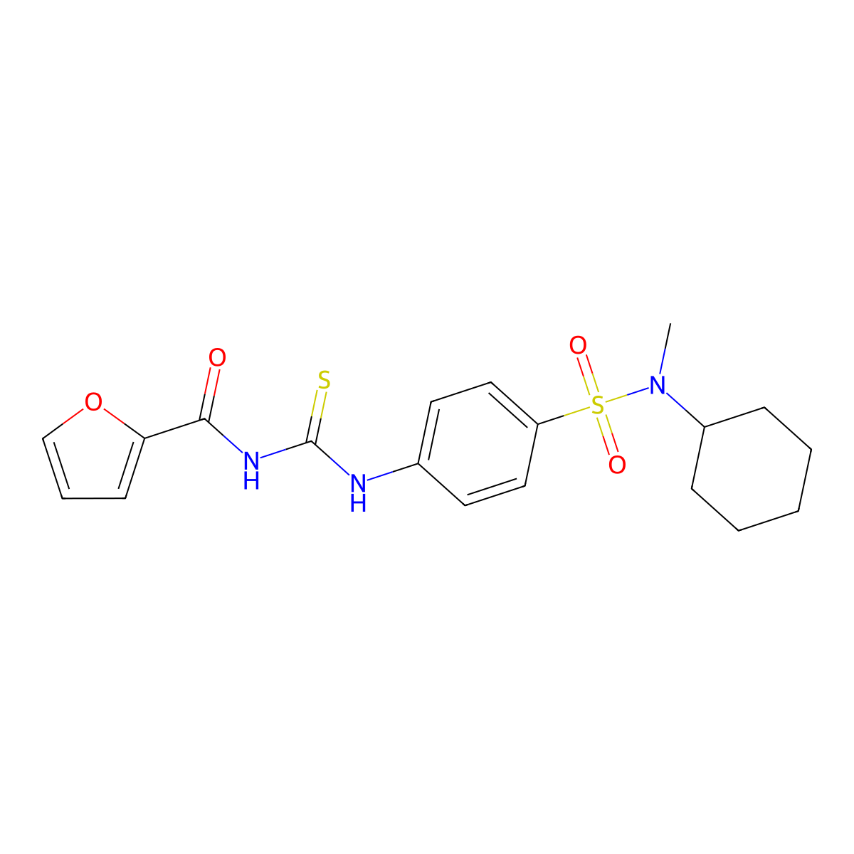 N-({4-[cyclohexyl(methyl)sulfamoyl]phenyl}carbamothioyl)furan-2-carboxamide molecular structure, CAS 718600-91-0