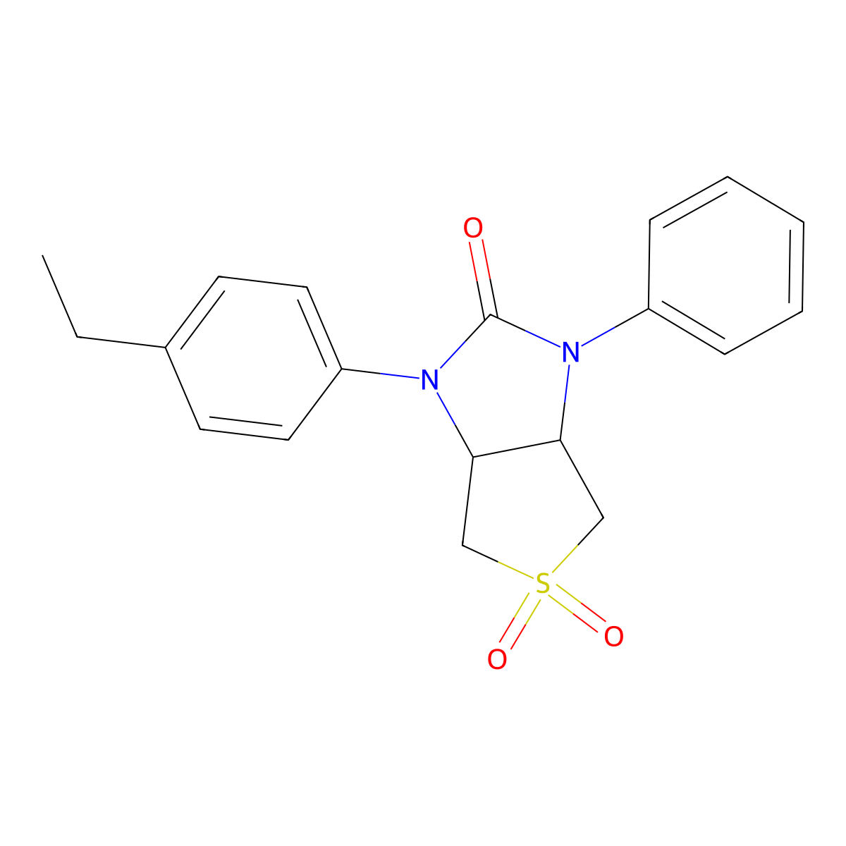 1-(4-ethylphenyl)-3-phenyltetrahydro-1H-thieno[3,4-d]imidazol-2(3H)-one 5,5-dioxide molecular structure, CAS 718601-09-3