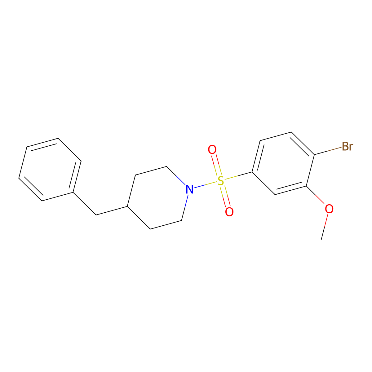 4-Benzyl-1-(4-bromo-3-methoxybenzenesulfonyl)piperidine molecular structure, CAS 718601-21-9