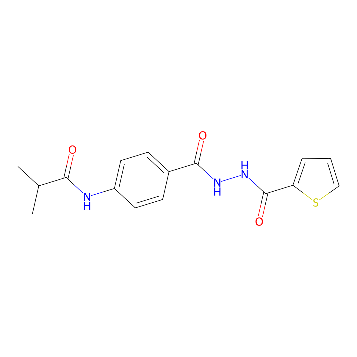 2-methyl-N-(4-{[2-(2-thienylcarbonyl)hydrazino]carbonyl}phenyl)propanamide molecular structure, CAS 718601-23-1