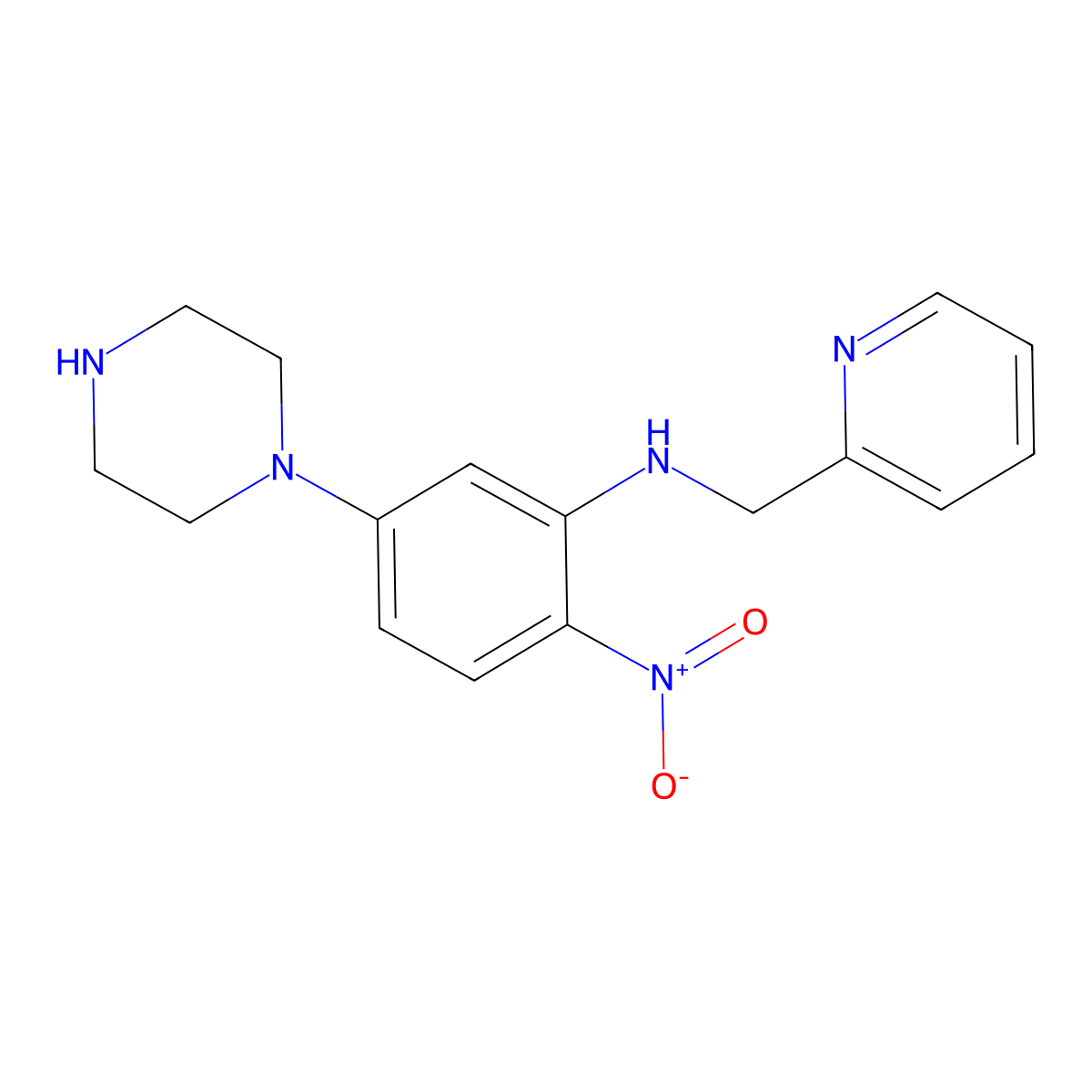 2-nitro-5-piperazin-1-yl-N-(pyridin-2-ylmethyl)aniline molecular structure, CAS 718601-24-2