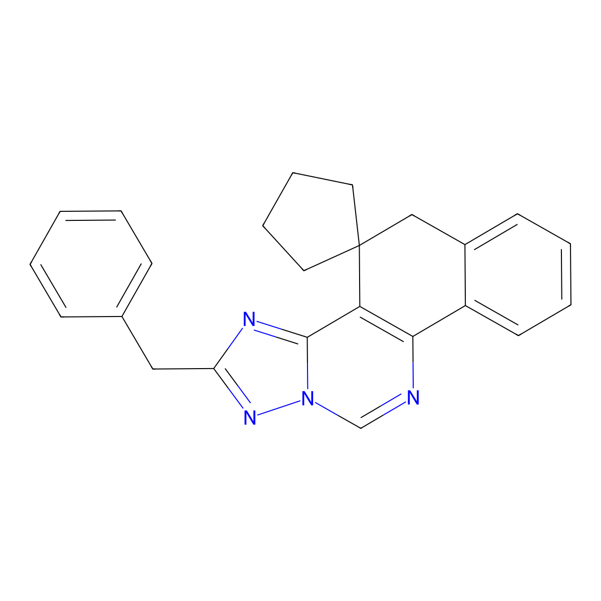 2-benzyl-5H-spiro[benzo[h][1,2,4]triazolo[1,5-c]quinazoline-4,1'-cyclopentane] molecular structure, CAS 718601-27-5
